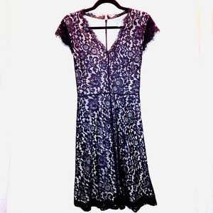 H&M Black and Cream Sheath Dress with Flutter Cap Sleeves NWT